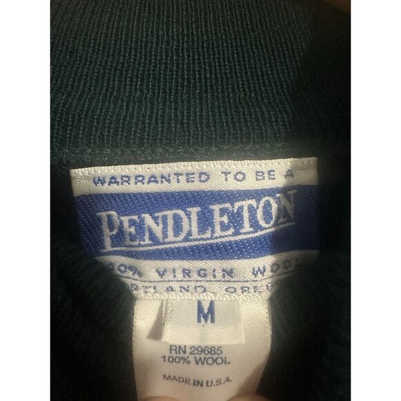 Pendleton Sweater Womens Medium Green Mock Neck 100% Cotton Made in USA Pullover - Picture 6 of 6